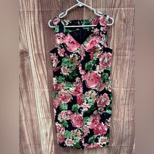 Talbots size 8 rose floral tapestry dress Easter cottagecore cotton twill